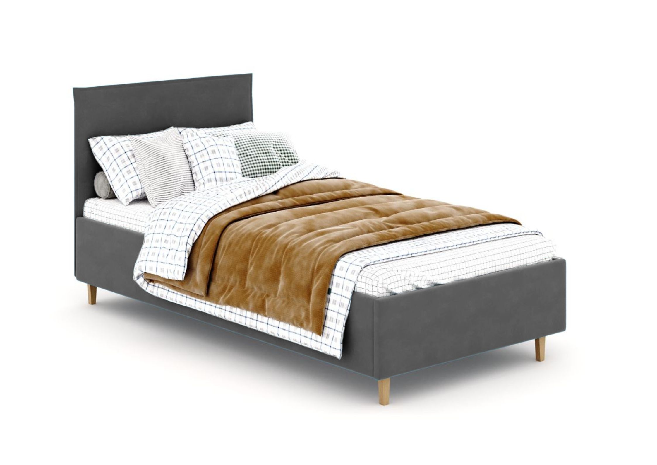 Grafitowe łózko dziecięce 90x200cm